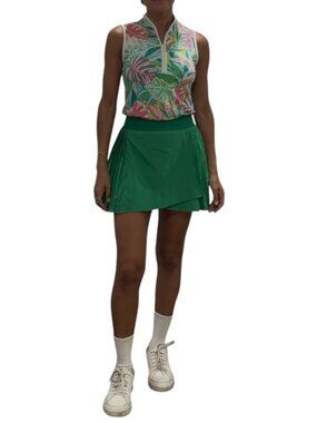 LA Image Green Pleated Tennis Skort Lined Stretch Golf Pickleball Size S